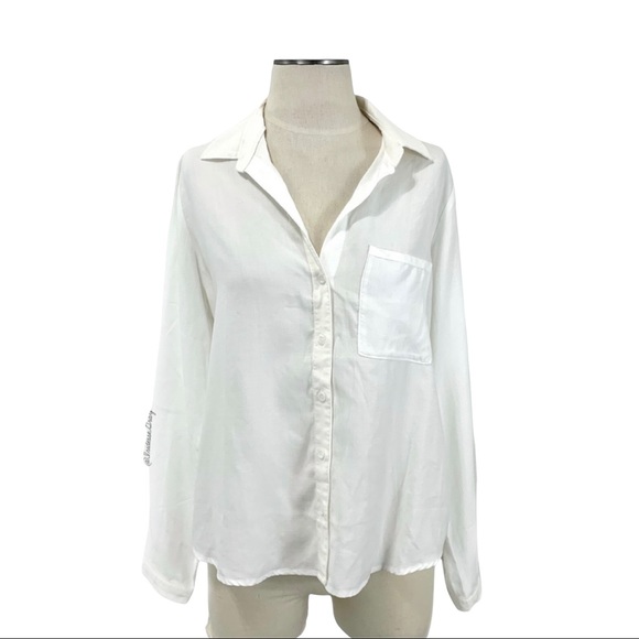 cloth & stone Tops - Cloth & Stone- White Tencel Button Down Shirt Med